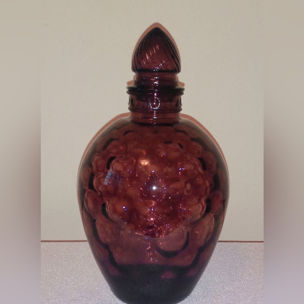 Vtg 70s Wheaton  Amethyst Bubble Glass Optic Decanter & Stopper 10"